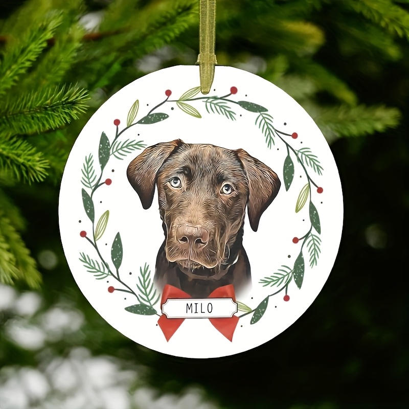 TEMU 1pc Custom Dog Ornament Made From Photo, Dog Ornament Personalized, Gift For Dog Mom, Pet Portrait Ornament, Custom Cat Christmas Ornament