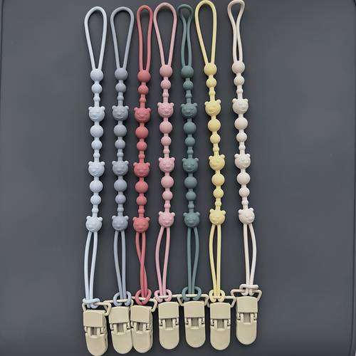 style creative cute embroidery pacifier chain fabric flower lace pacifier chain pacifier binding with wood clip teeth clip clothing rope prevention halloween christmas gift