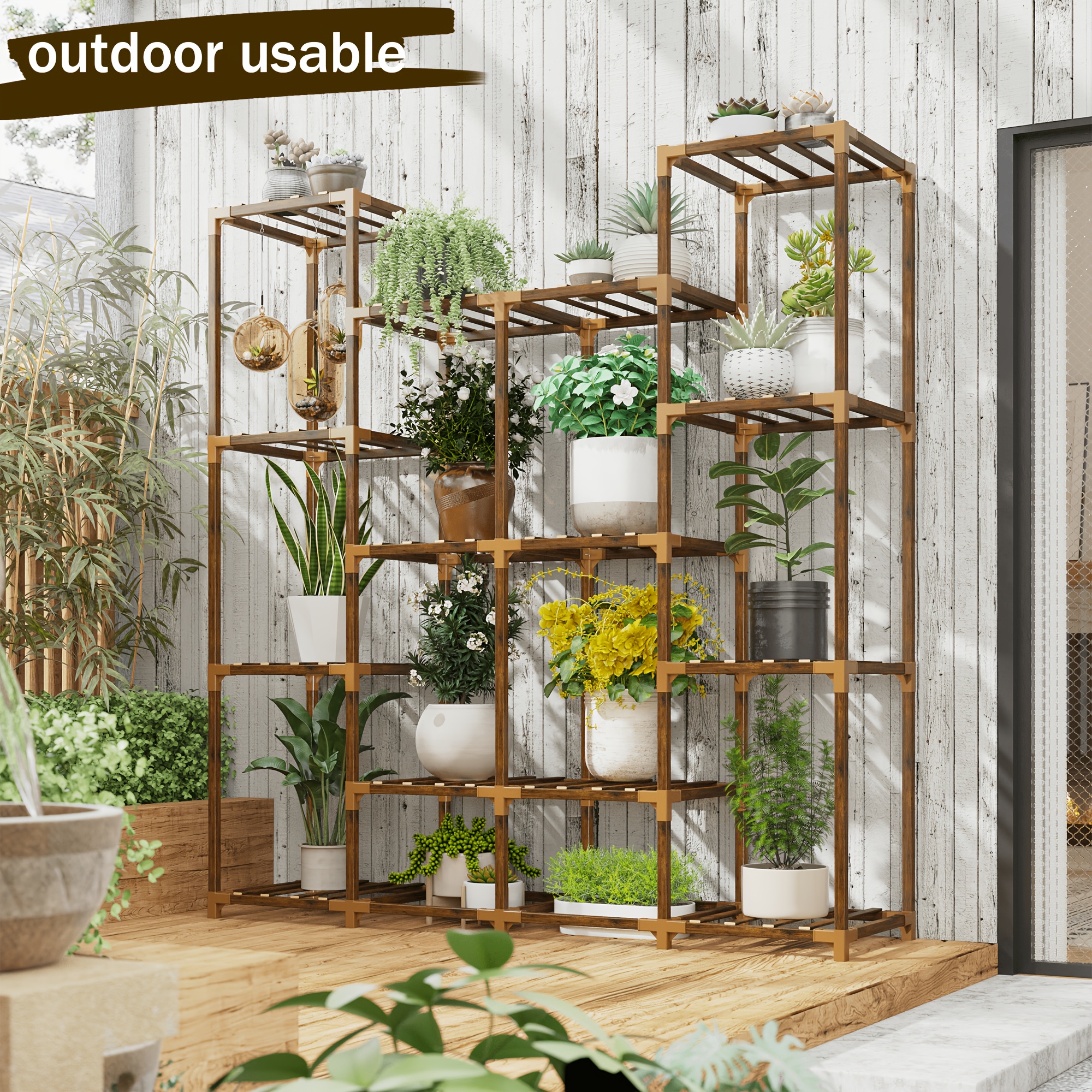 14 tier wooden corner plant stand space saving vertical - Temu