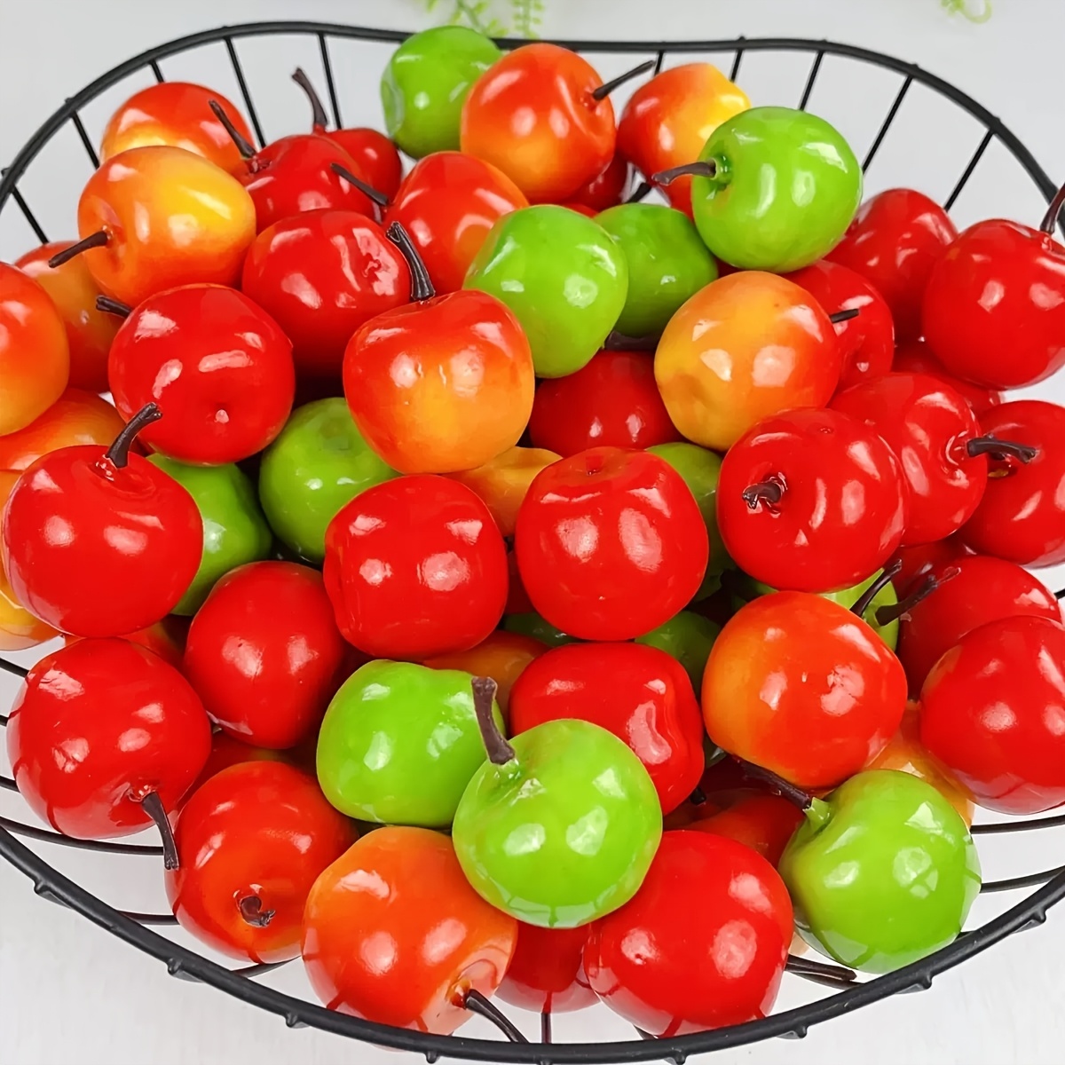 TEMU 30 mini pommes réalistes (10 vertes, 10 rouges, 10 rouge-jaunes), modèles de fruits réalistes, adaptés à la décoration de cuisine et de maison,