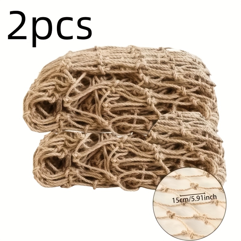 TEMU 2pcs Natural Jute Climbing Netting - Vintage Garden Plant Trellis For Beans, Peas & Vines, Outdoor Patio Decor, Diy Gardening Grid, Indoor Plant