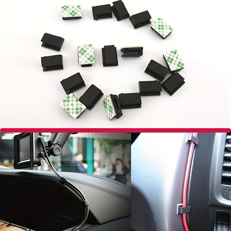 

30-pack Self-adhesive Car Clips, Plastic Cable Ties For Gps, Data, And Lighting Wire Management, Vehicle Interior Accessories For Car Bundle Organization