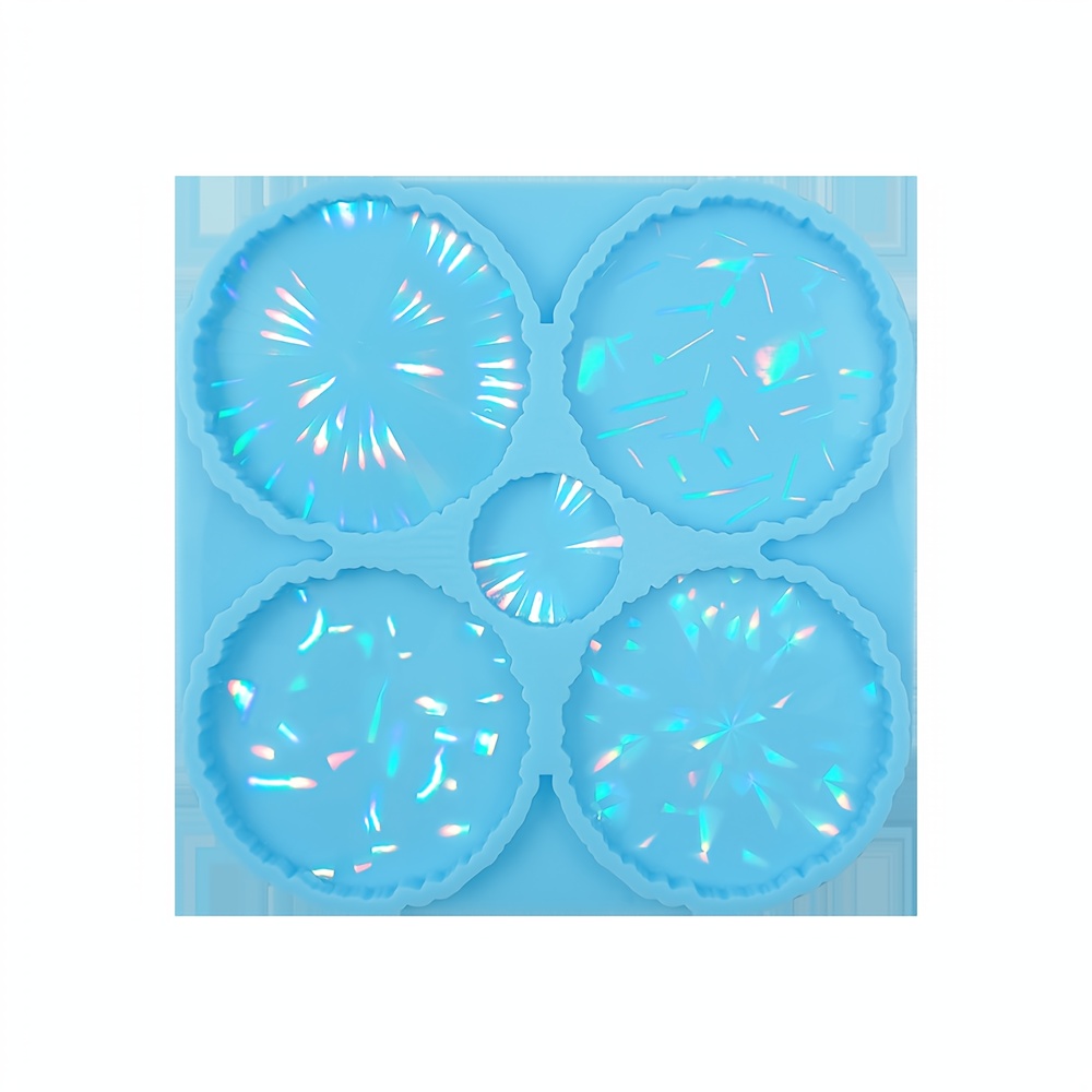 Holographic Coaster Silicone Mold - Irregular Design, & Easy-to- Casting Tool For Creative , , Laser