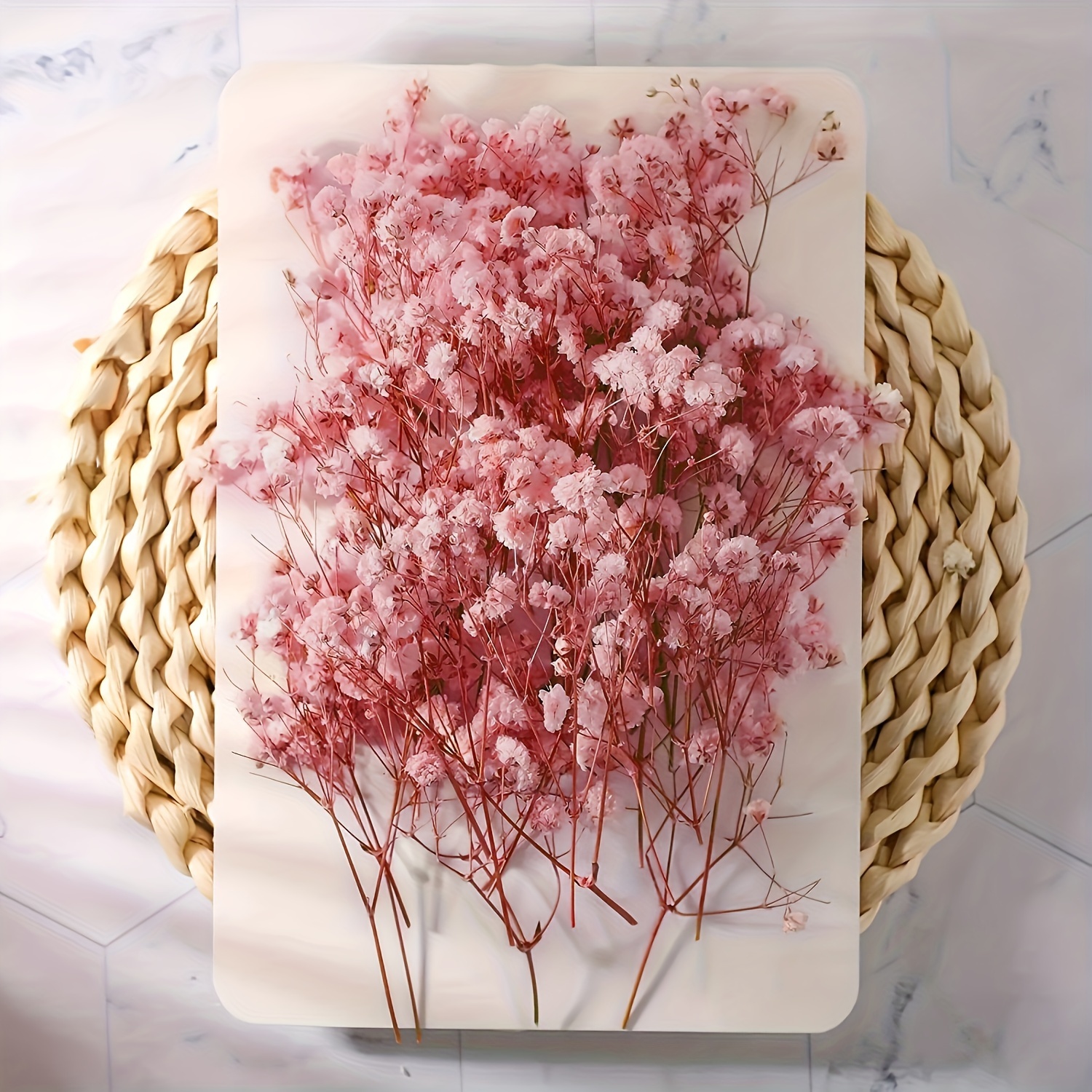 

50 Pcs Mini Dried Baby's Breath Flowers - Preserved Gypsophila Flowers In Pink And White - Ideal For Valentine's Day, Weddings, Card Making, And Diy Jewelry Casting Supplies