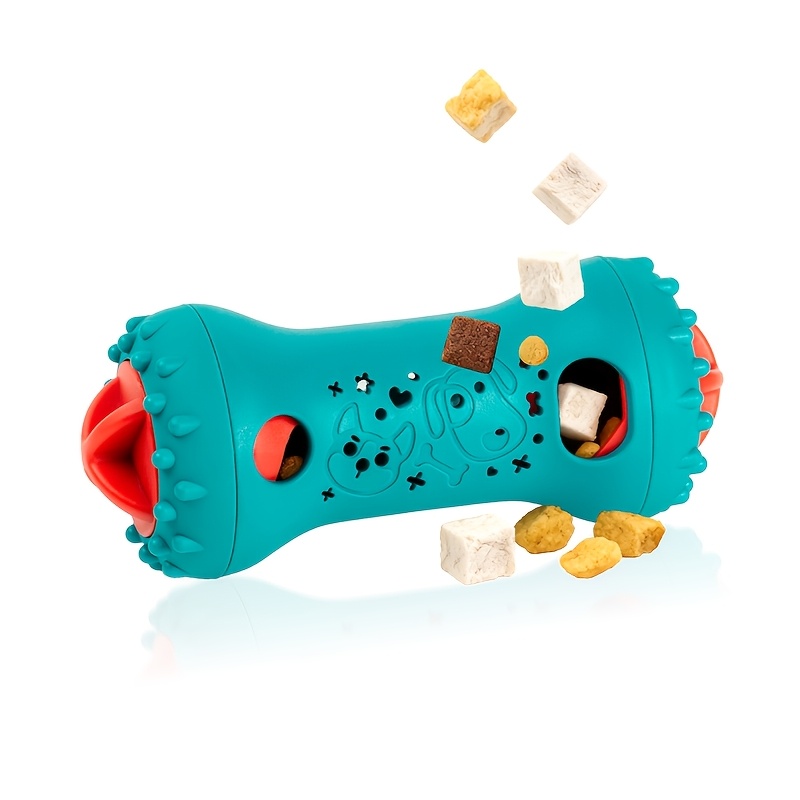 Image of Dog Slow Feeder Puzzle Bowl, Abs Material, Weighted Rolling Treat Dispenser, Shape Of Dumbbell, Activity For Fine Chewing, Uncharged, Indoor Outdoor Use, Fun And Challenging Toy