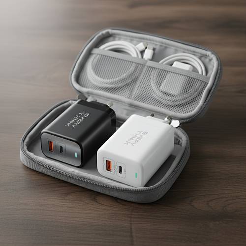 objektbild gan 65w+18w snabbladdare 65w+18w höghastighetsladdare för laptop, strömadapter, usb väggladdare (pd 3.0 & qc 3.0), kompakt power bank för , iphone 15/14/13 pro max, galaxy s24/s23, ipad, laptop - vit/svart