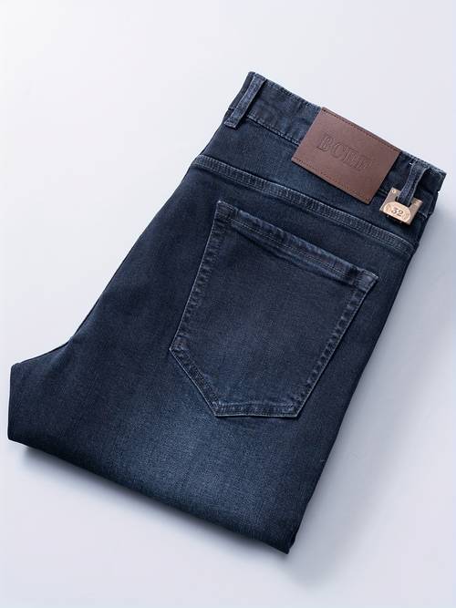 mens plus size stretchy straight fit jeans comfortable casual pants vintage washed style polyester lining everyday jeans vintage wash jeans stretchy fabric