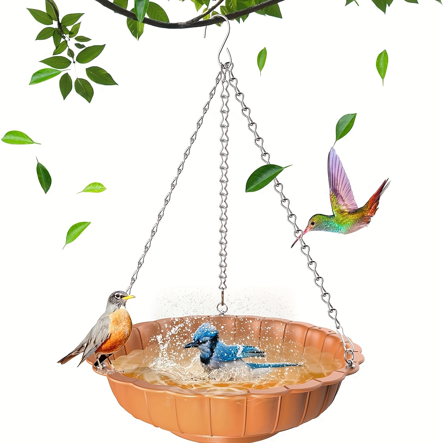 

Hanging Bird Bath And Feeder Combo, Durable Abs Material, Outdoor Garden Bird Watering Station And Seed Tray For Species