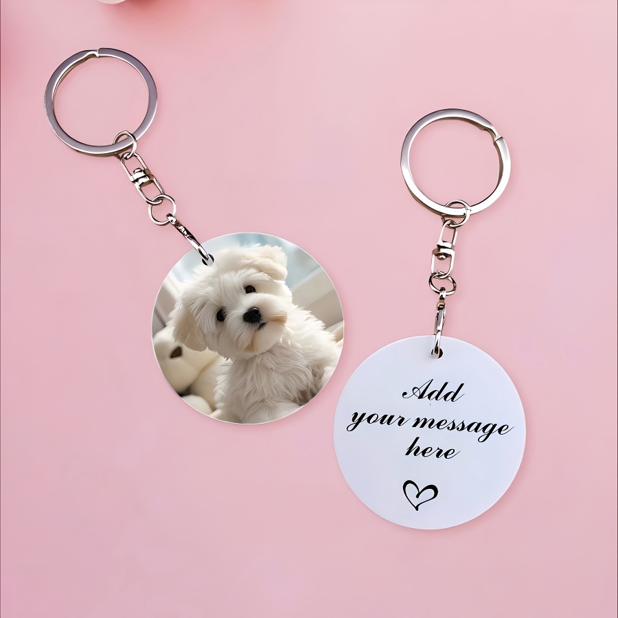 TEMU 1 Personalized Double-sided/single-sided Customizable Photo Keychain, A Pendant, A Personalized Holiday Party Souvenir, Perfect As A Gift For A