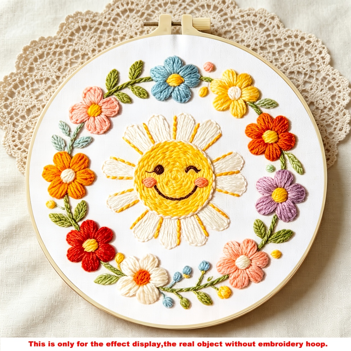 TEMU 1 Set Of Printed Embroidery Kit, " Flowers" Pattern, Handmade Diy Embroidery Kit, Suitable For Adult Beginners And Diy Embroidery Enthusiasts.