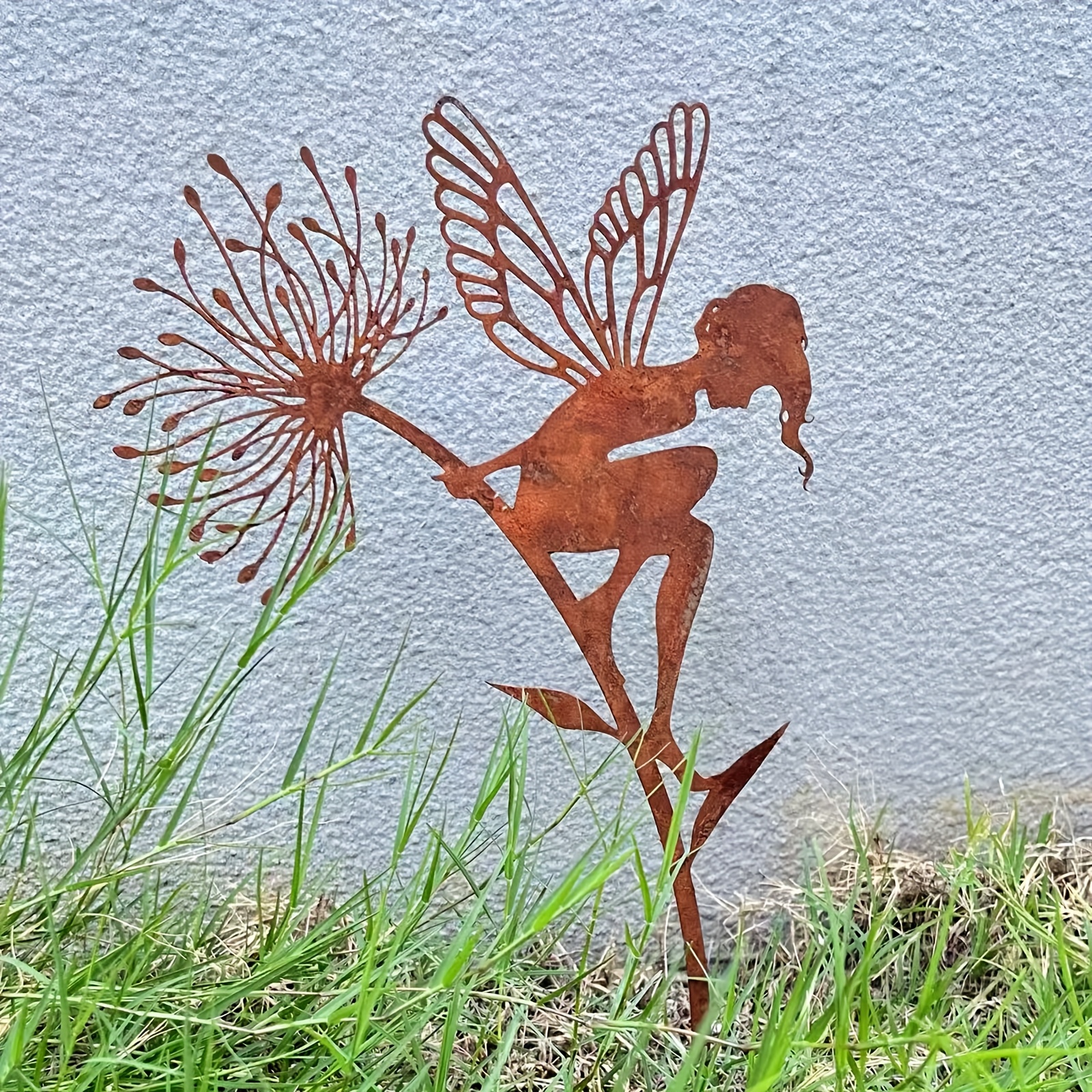 E-shop 1 rostiger Gartenspieß aus Schmiedeeisen, bezauberndes Feen- Blumendesign, geeignet für Gärten, Balkone, Blumentöpfe – Hochzeits-
