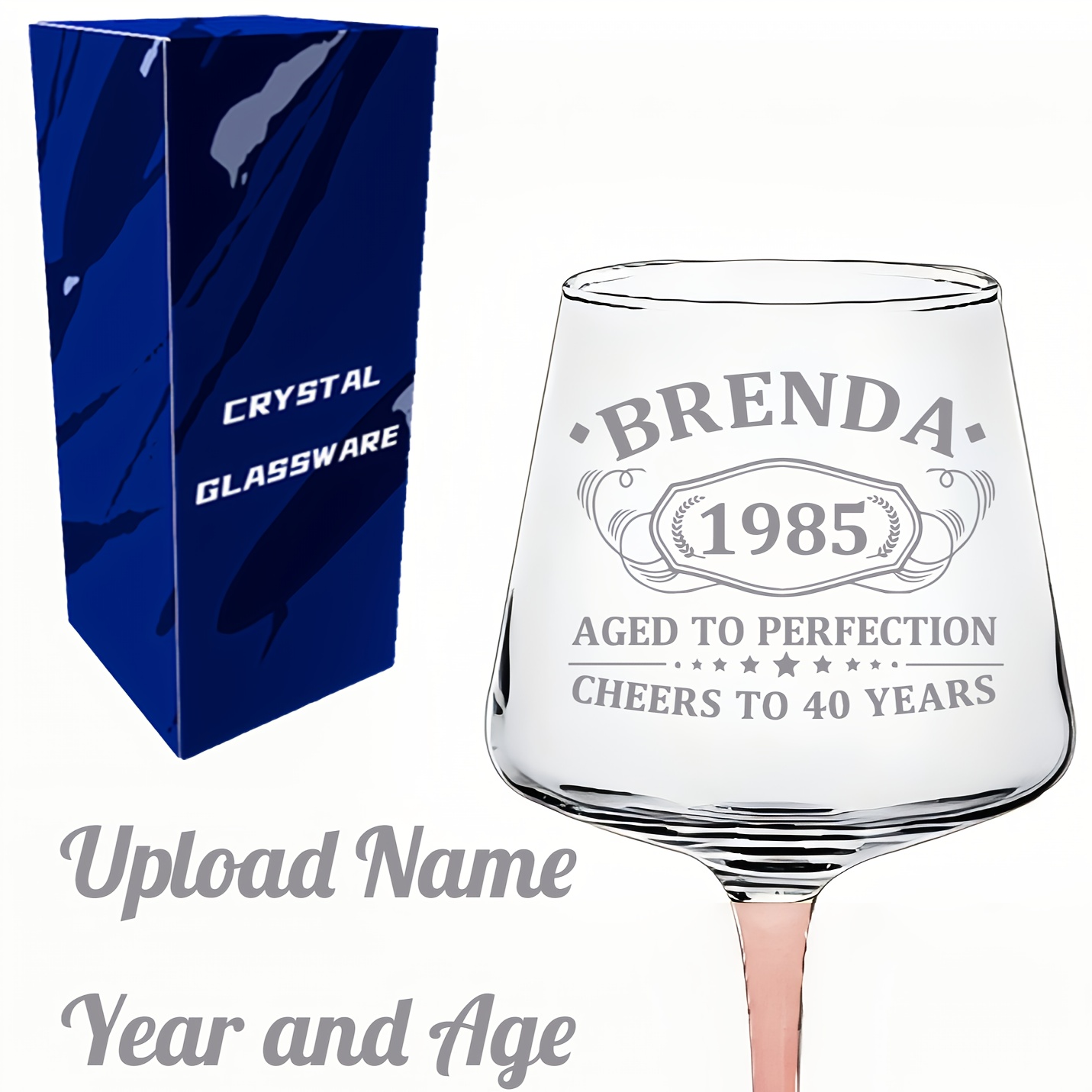 TEMU 15oz Personalized Crystal Wine Glass Engraved With Your Custom Text - Customized Gifts, Unique Birthday Gift, Bridesmaid Gift, Custom Gifts For