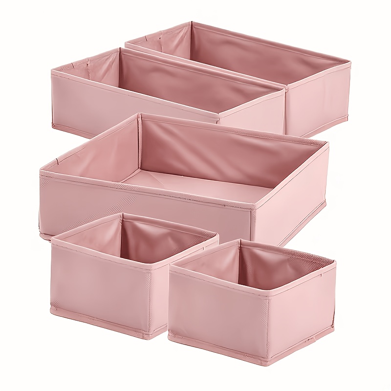 TEMU 5pcs Foldable Fabric Storage Baskets Without Lids - Collapsible Fabric Baskets, Suitable For Storing Lingerie, Bras, Socks, Underwear - Space-
