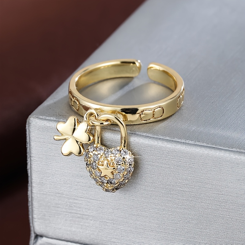 TEMU 1 Heart Lock With And Synthetic Synthetic Zirconia Adjustable For Women