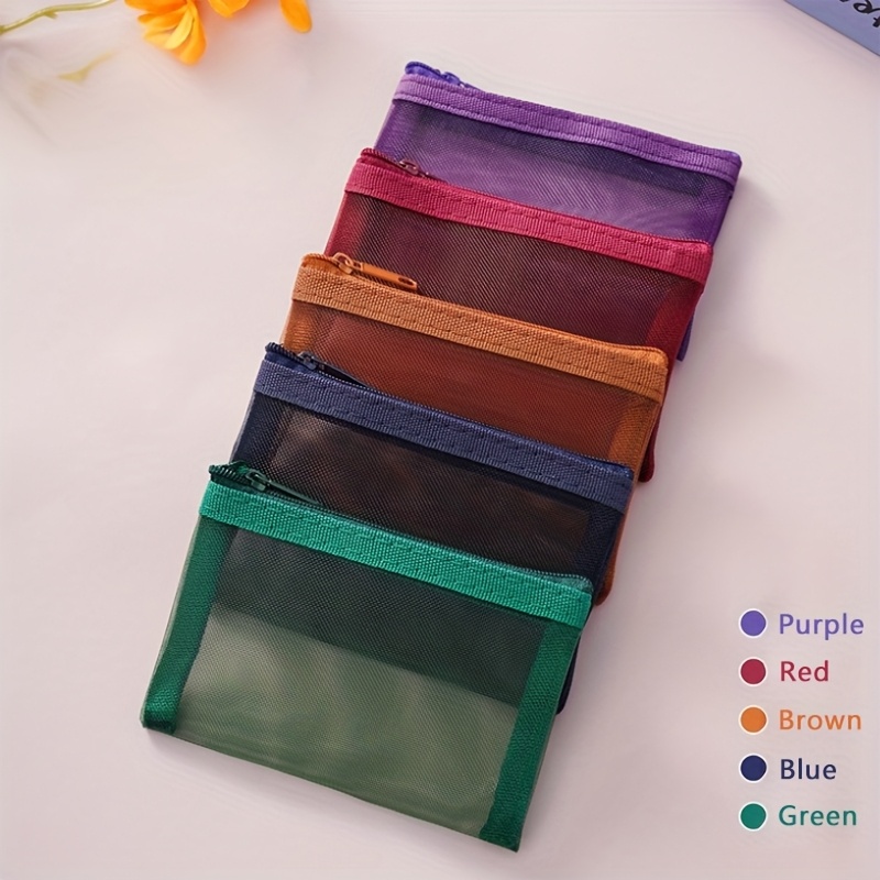 E-shop 5 Stück Transparente Mini-Aufbewahrungsbeutel aus Mesh, Mehrfarbige Optionen, Minimalistische Mode, Leichtgewicht, Geeignet für Schmuck,