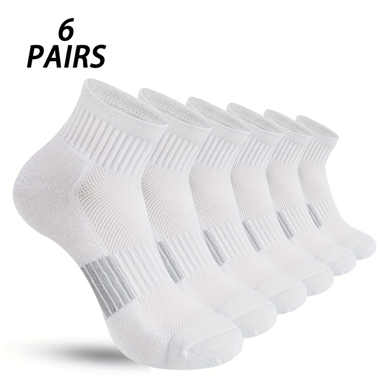 Image of 6-pair Black And Sports Socks, Simple And Breathable Summer Women's Ankle Socks With Elastic Cuffs, Anti-slip And Wear-resistant For Outdoor Sports, Ball, And Basketball