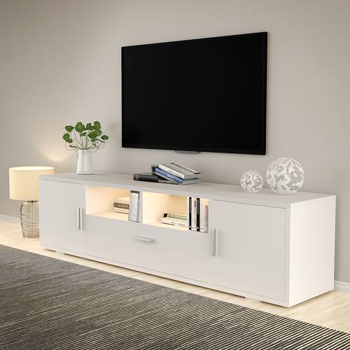 160cm tv cabinet with drawer stylish tv stand for living room entertainment center with space ideal for home equipment organization
