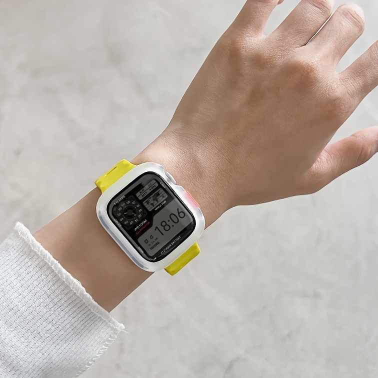 2pcs for Apple Watch Band & Case Combo - Adjustable Silicone Sport Strap with Hollow-Out Soft Protective Cover, Breathable Comfort Fit for Series 1-11/Ultra/SE, 38-49mm, Compatible with 40/41/42/44/45/46/49mm, Durable Protective Case Accessories