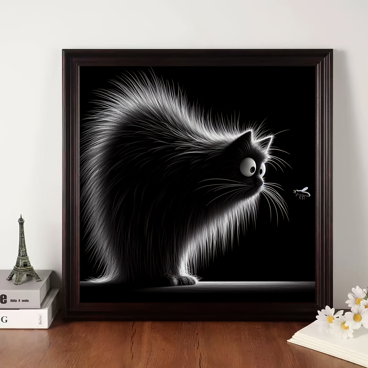 TEMU Ein gefertigtes, schwarz-katzenförmiges, ungerahmtes Diamond Painting Kit, ein perfektes Geschenk für Ostern. Dieses 5D Mosaik Runde künstliche