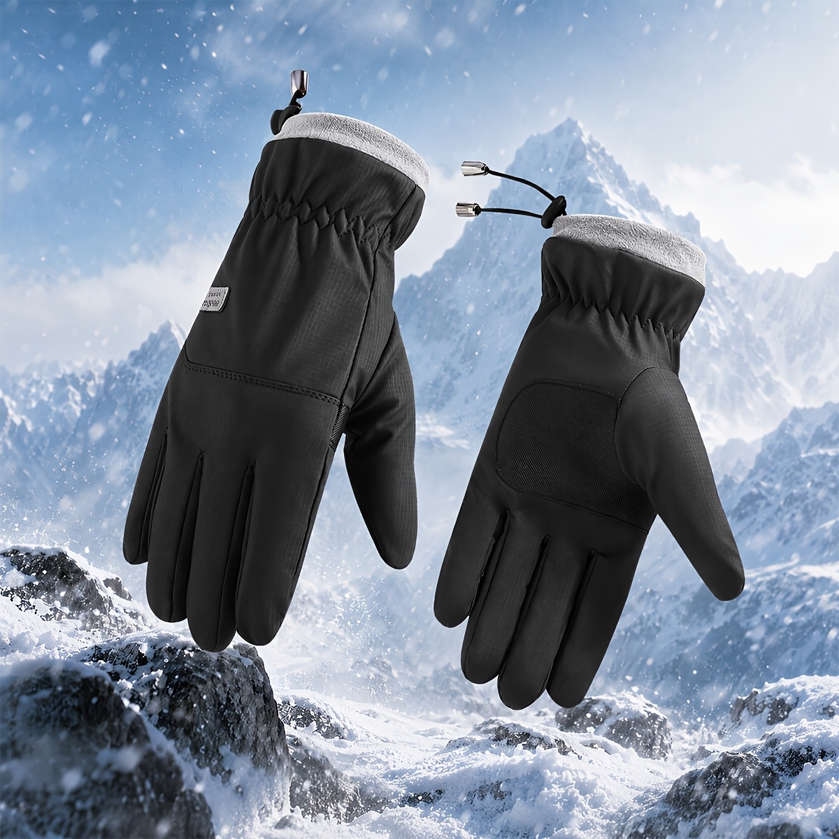 TEMU Gants d'hiver thermiques pour homme, coupe-vent et compatibles avec écran tactile - 5 doigts -froid, adaptés pour , , la conduite, le vélo,
