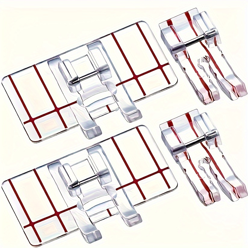 TEMU Juego de 4 pies prensatelas de 1/4" de cuarto de para máquina de coser - Plástico transparente con líneas guía , de metal duradero, pie para de