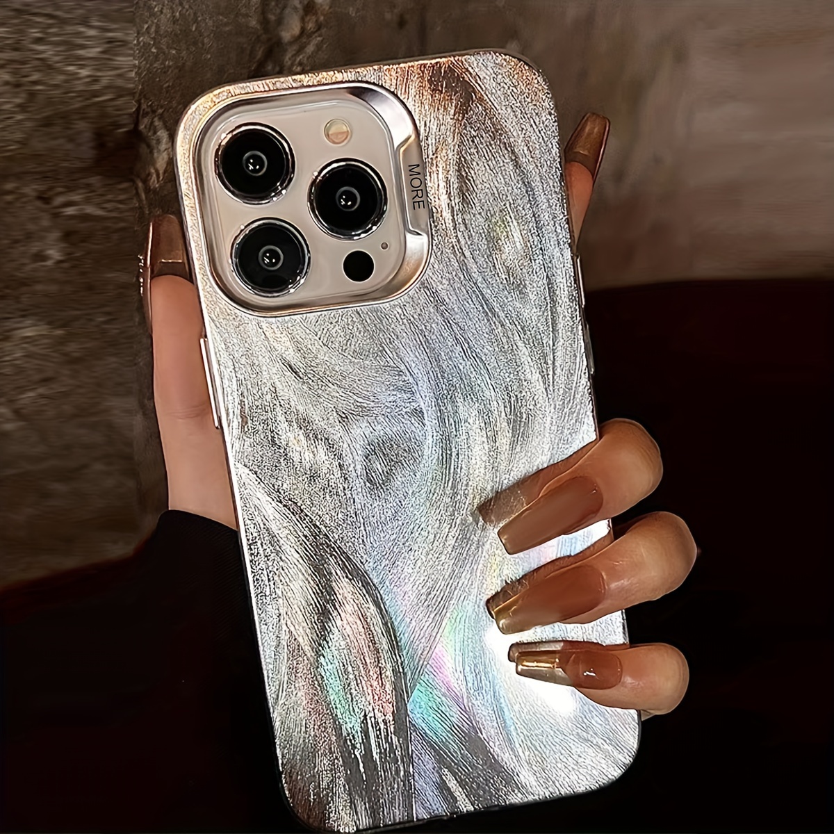 

High-end Silvery Feather Yarn Texture Luxury Mobile Phone Case Suitable For Models Iphone11, Iphone13, Iphone14pro Max, Iphone15pro Max