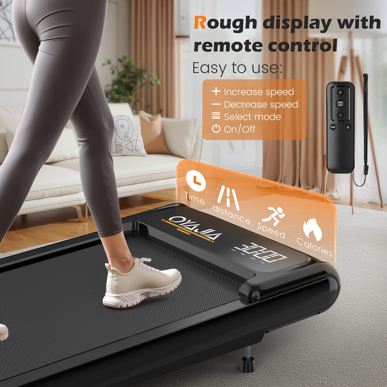 2-in-1 Folding Treadmill, 0.60 Hp Silent DC Motor, Speed 2-8km/h, 4 Levels Of Incline Adjustment, LED Display (time Speed Distance Calories), APP And Remote Control, 100kg Weight Capacity, Compact Home/office Gym Equipment, Without Battery