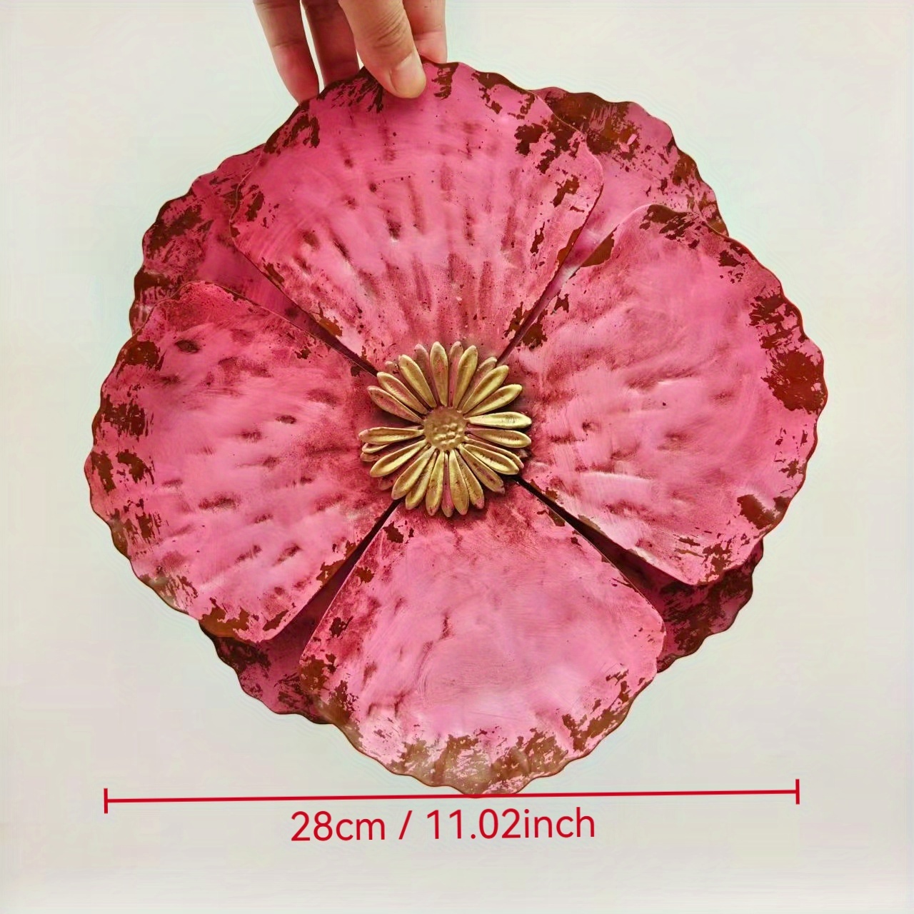 E-shop 【3D】 [3D] Retro Schmiedeeisen Blumen Wanddekoration, Outdoor Wanddekoration und rostfreier Gartenhof Anhänger, Pink/Lila Optional