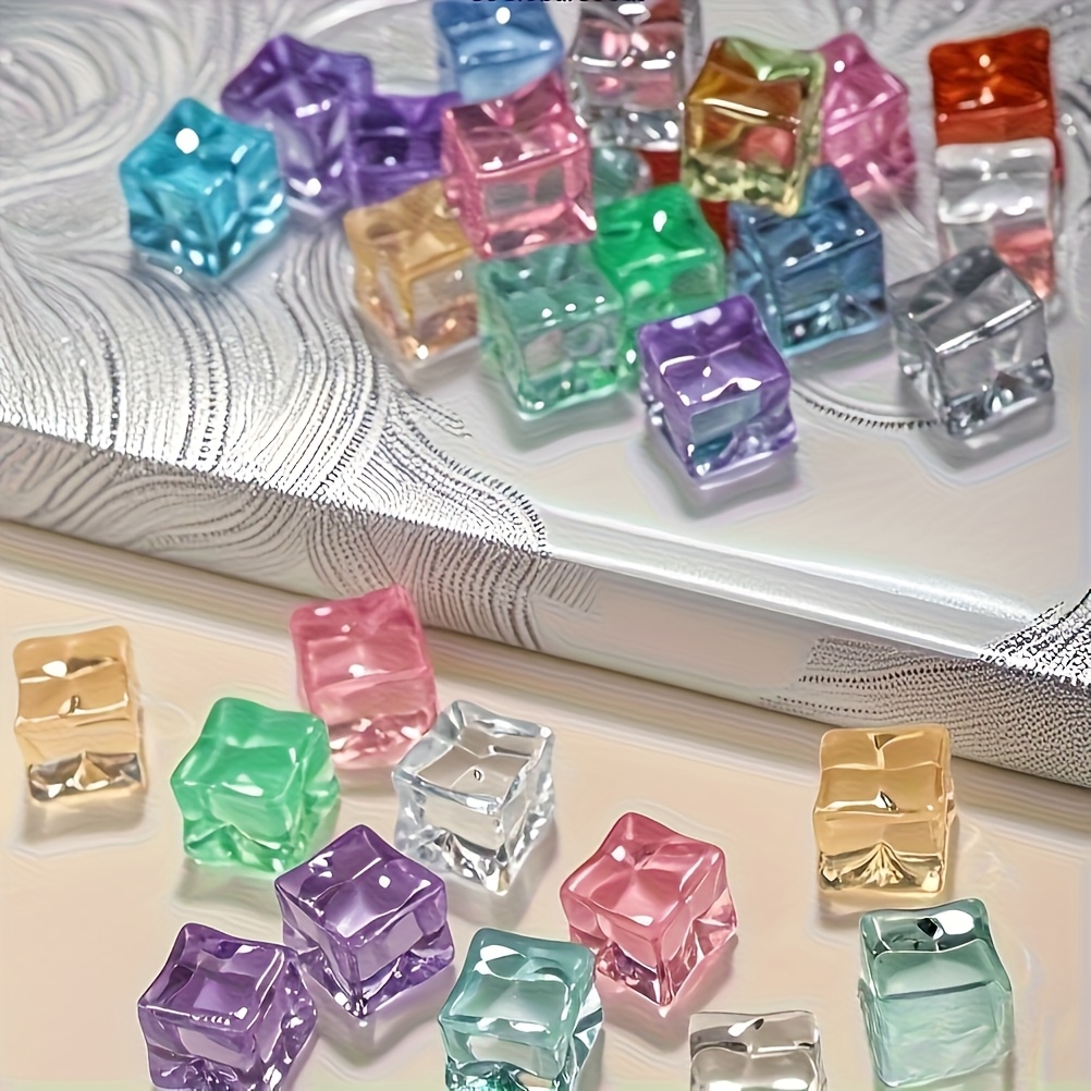 E-shop 48 Stück Acryl Eiswürfel - Hochtransparente, farbige Plastikwürfel, für Weihnachten, Halloween, Ostern, Thanksgiving Party Dekorationen - 16