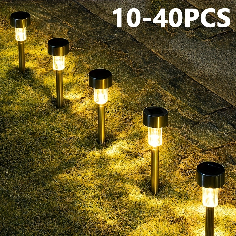 

10 Pack Solar Path Lights - Waterproof Stainless Steel Led Landscape Lighting With Remote Control - Driveway,, Patio, & Decoration!