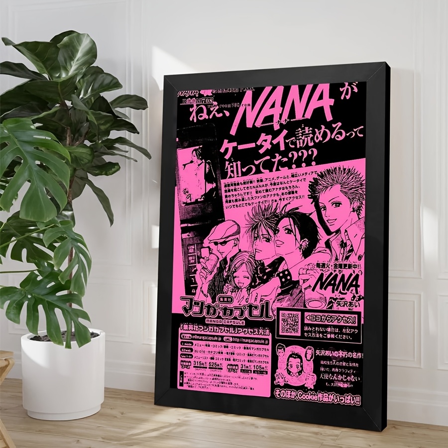 

1 Vintage Japanese Anime Canvas Art Print - "" Retro Wall Decor, Poster With Pink Background & Black , Ideal For Bedroom, Living Room, Decoration