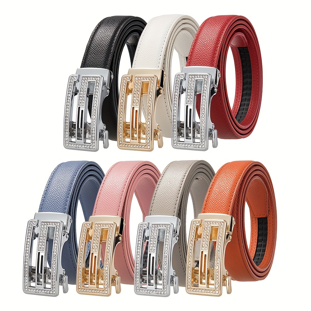 

Chic Women's Belt With Automatic - Versatile, Adjustable Leather For Jeans & Casual Wear
