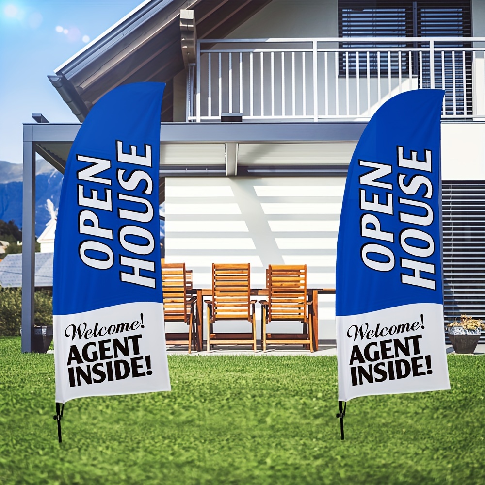 

Flag For Real Estate Agents, Signs With Pole Kit/, Windless Open Banner For Business/advertising/ Events (blue)