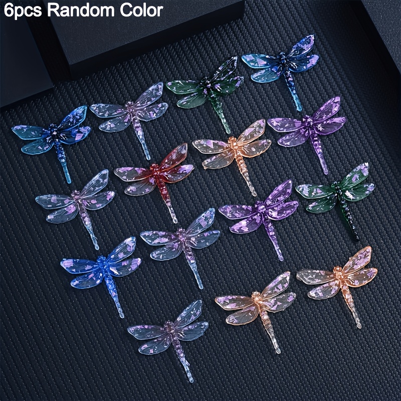 Image of 6pcs Random Color Dragonfly Ornaments - Handmade Diy Ornaments, Suitable For Home, Office And Holiday Gifts, Perfect For Wall Or Table Display, Keychain Accessories Pendant