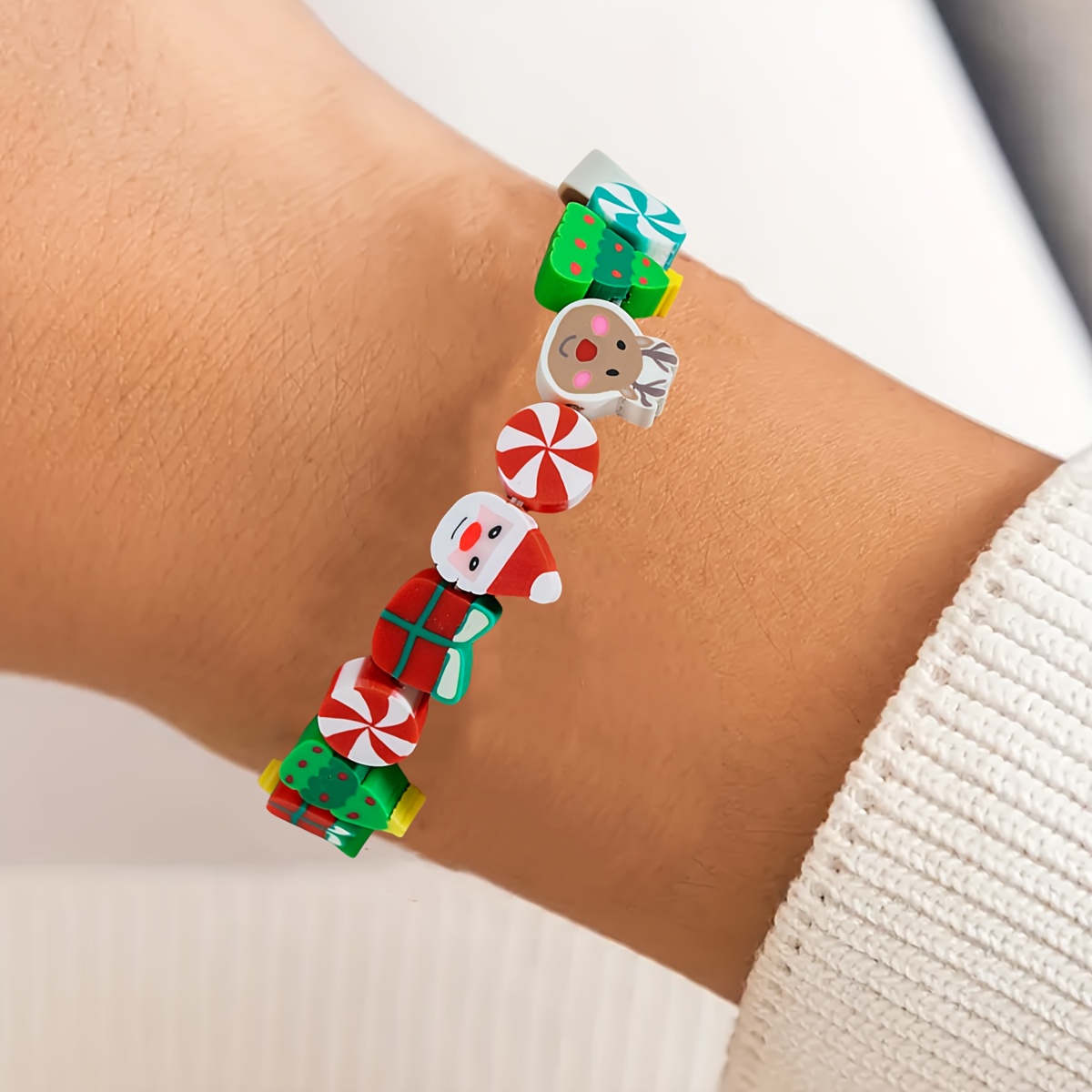 

Christmas Reindeer & Soft Clay Bracelet - Gift For Women