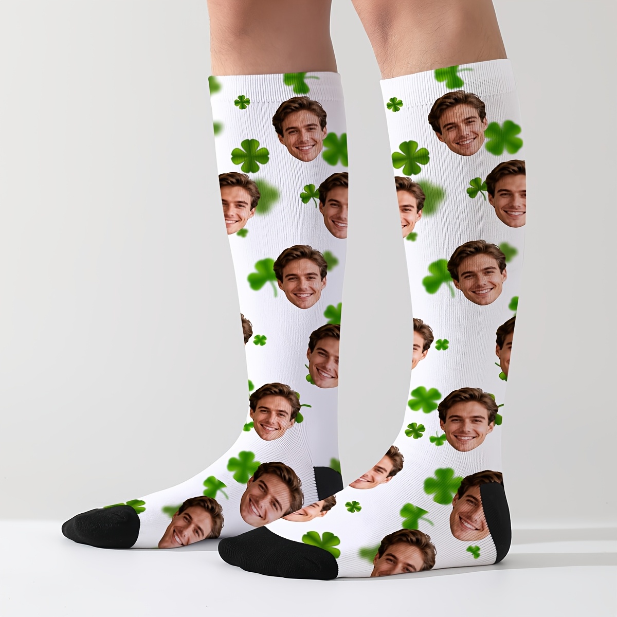 TEMU 1 Par de Calcetines de Presión Facial Personalizados – Diseño de de , Calcetines Largos, un Regalo Original para /Fiestas/Días