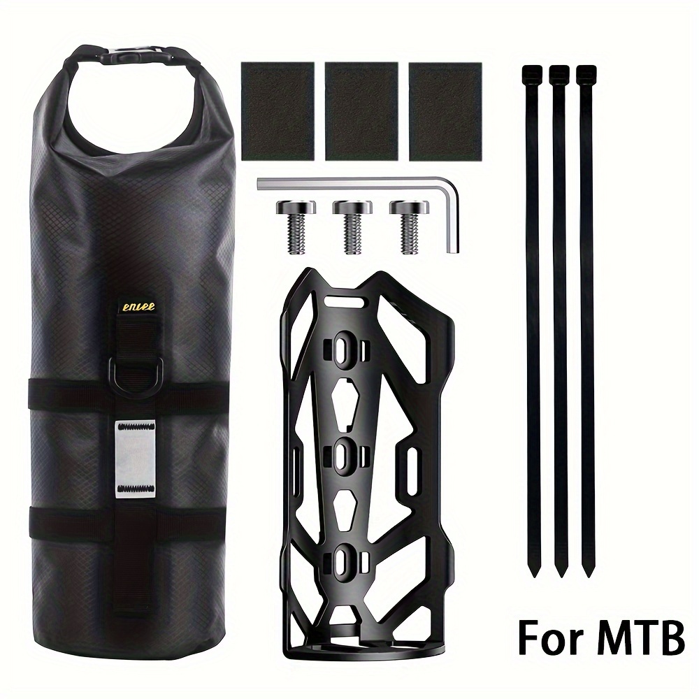 1 Bicycle Fork Waterproof Bag And Fixed Seat Set, Mountain Bike Road Bike Bag And Fixed Seat Set, 3l Capacity Tpe Material Waterproof Bag With Reflective Strip, Free Fixed Screws And Straps