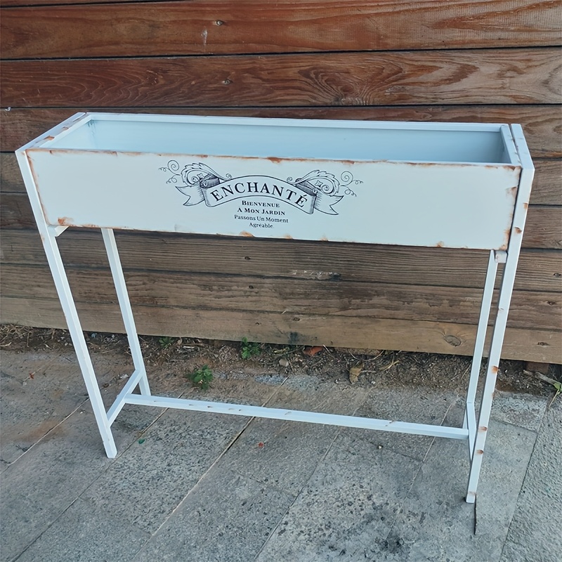 Image of White Rectangular Flower Shelf, Suitable For Planting Succulents And Beautiful Flowers, Ideal For Courtyard Gardens