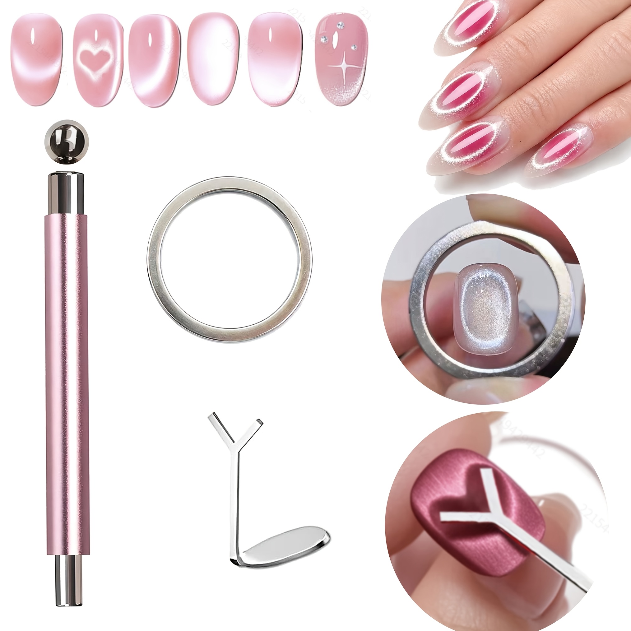 TEMU PACK de Magnétiques Baguette Magique pour Nail Art, Nail Art de Cœur