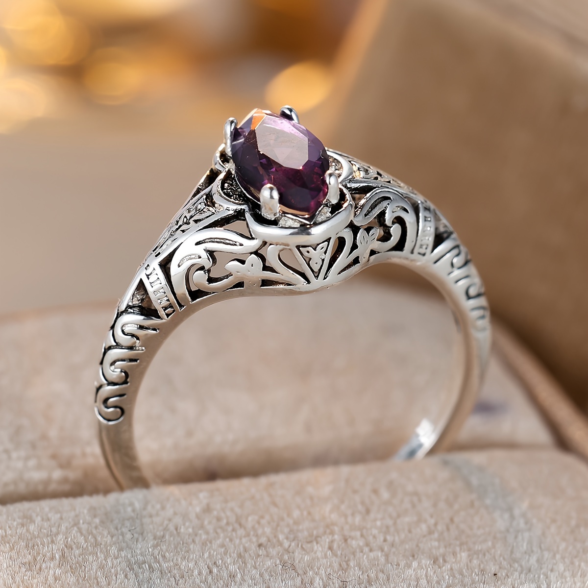 Vintage Engagement Ring with Synthetic Zircon Gemstone