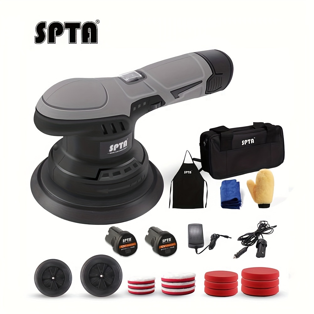 

Spta 12v Cordless Car Buffer With 2 Batteries & Pads Kit, Variable Speed