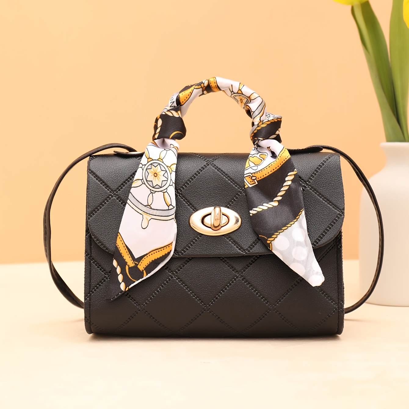 TEMU Borsa a con scozzese in per i , pochette quadrata a sciarpa a tracolla casual, borsa a tracolla a spalla singola da donna