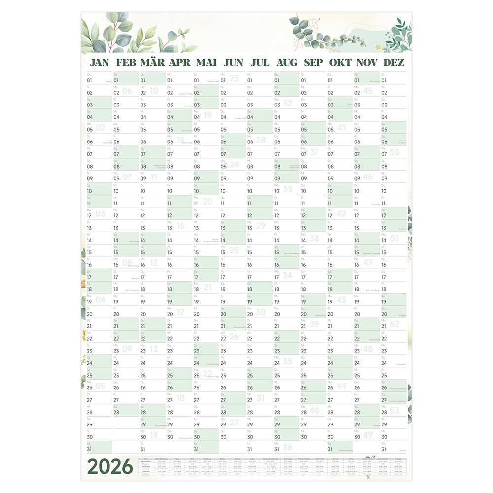 1pc Portrait Format Wall Planner 2026 A1 Wall Calendar Planner Folded With 12 Months Calendar 2026 Wall Planner With Germany Holidays School Holidays