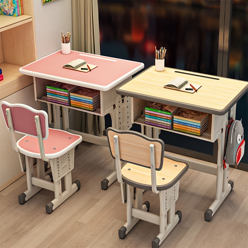 

Kids' Adjustable Study Desk Set -back To School Ergonomic Station With Height-adjustable Table And Chair - Space-saving Design For Comfortable Learning