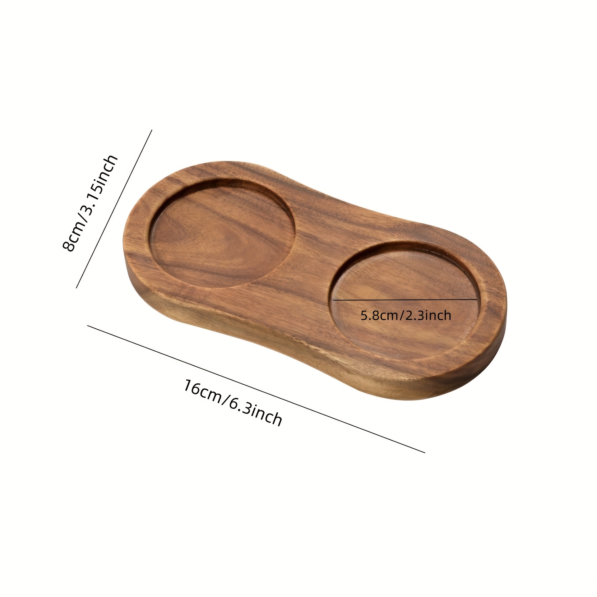 Solid Wood Pepper Grinder Base For Home Kitchen Seasoning Jars And Bottles, Acacia Wood Double-hole Tray And Coasters