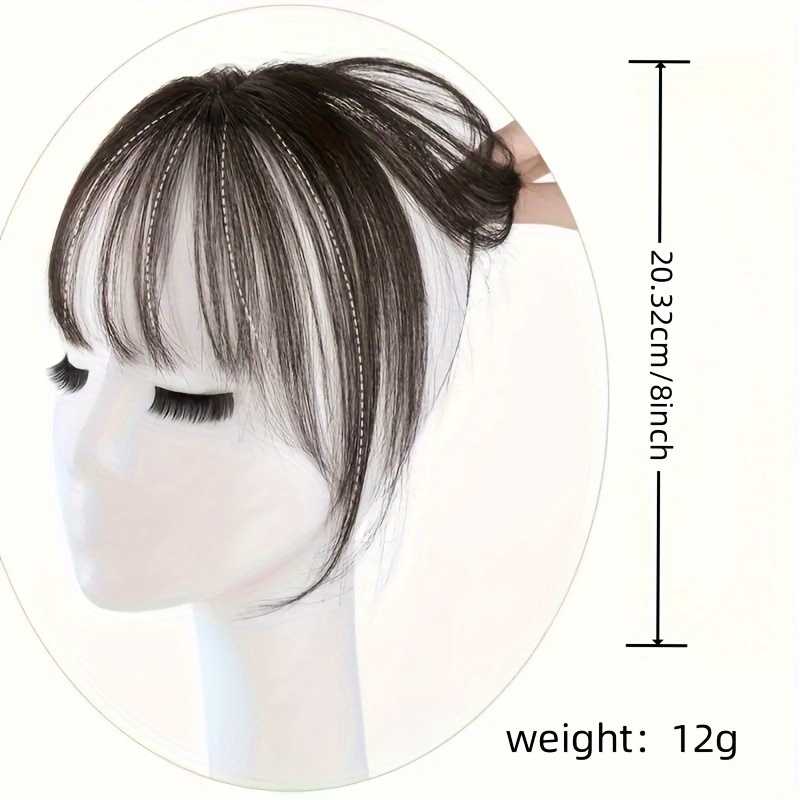   chic 3  in bangs fringe for women invisible synthetic hairpiece natural black straight   with temples   daily wear details 3