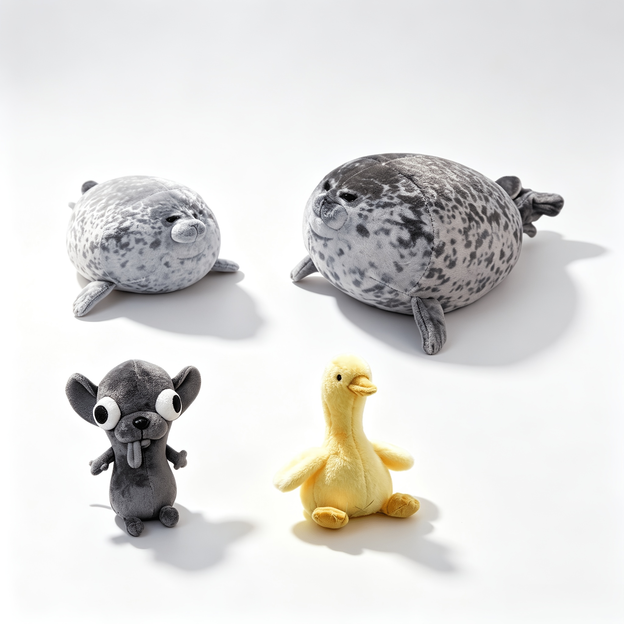 Image of 4pcs Plush Toys Seal, Chihuahua And Little Yellow Duck Super Soft Plush Toys. Adorable Little Yellow Duck -like , Chihuahua. Ideal Holiday Gifts For