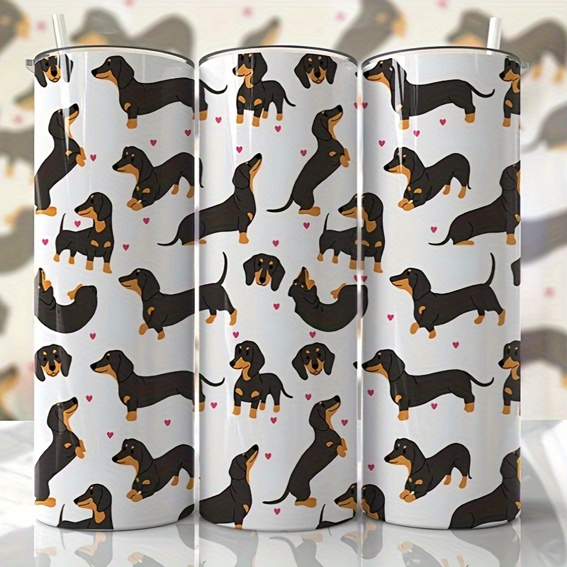 

20oz Stainless Steel Insulated Travel Mug With Dachshund Dog Print And Lid - Perfect Gift For Pet Lovers, Birthday, Or Outdoor Adventures