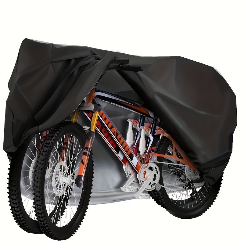 large bicycle cover suitable for 2 bikes designed for outdoor use for storing bicycles outside featuring ventilation holes uv protection cold weather   windproof with lock holes compatible with mountain bikes road bikes