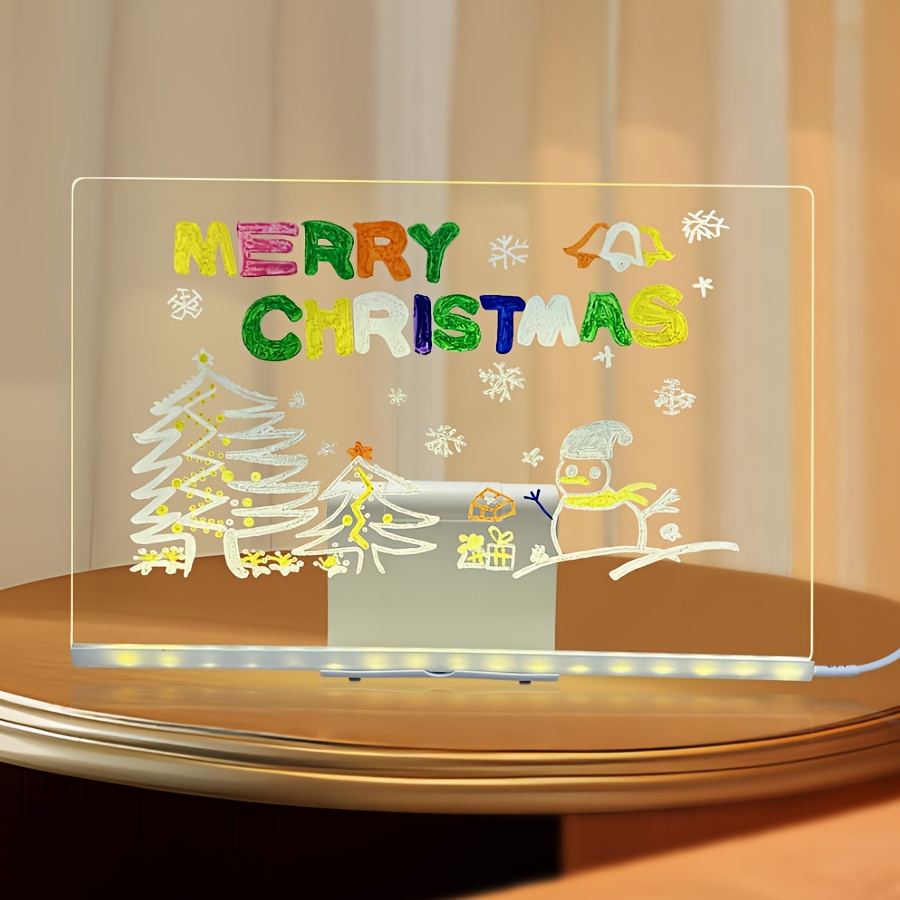1pc usb-powered led light-up drawing board with stand - birthday party decorations, message board, drawing board, usb-powered led lighting for home, office, classroom, birthday party decor - no batteries needed, portable desk organizer gift for artists & students, office desk accessory,   design, button control operation, light up cake topper, lamp for bedroom, night light Product details 5